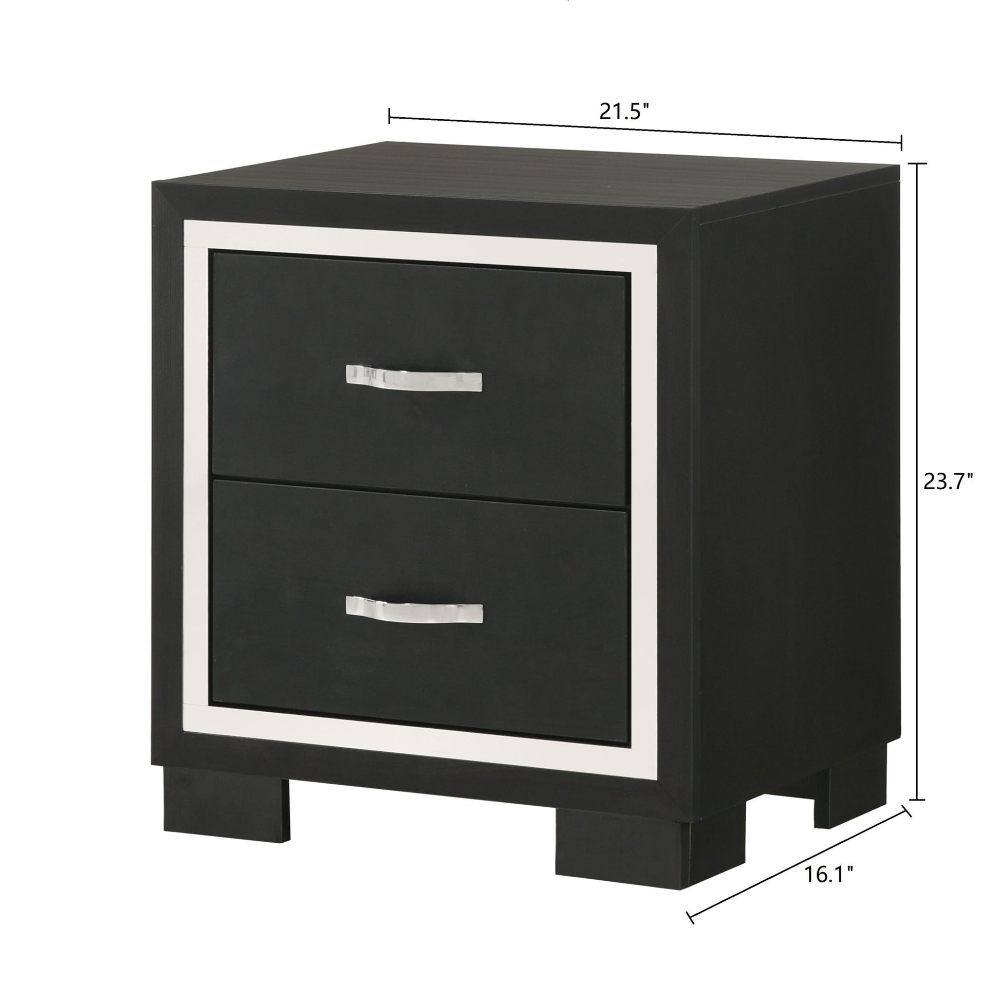 2 Drawer Bedroom Nightstand With Handles - Black - The Sleep Loft - Online Mattress Showroom NYC