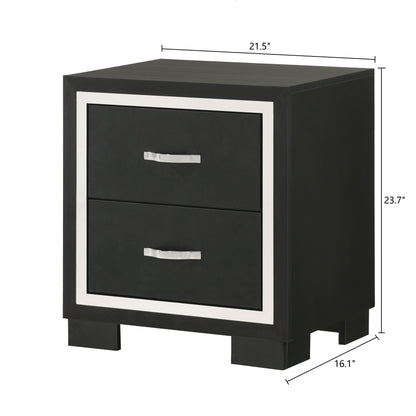 2 Drawer Bedroom Nightstand With Handles - Black - The Sleep Loft - Online Mattress Showroom NYC