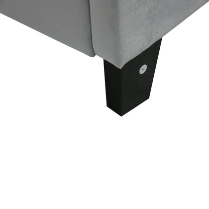 Queen Size Upholstered Platform Bed Frame With Pull Point Tufted Headboard, Strong Slat Support, Mattress Foundation, No Box Spring Needed - Gray - The Sleep Loft - Online Mattress Showroom NYC