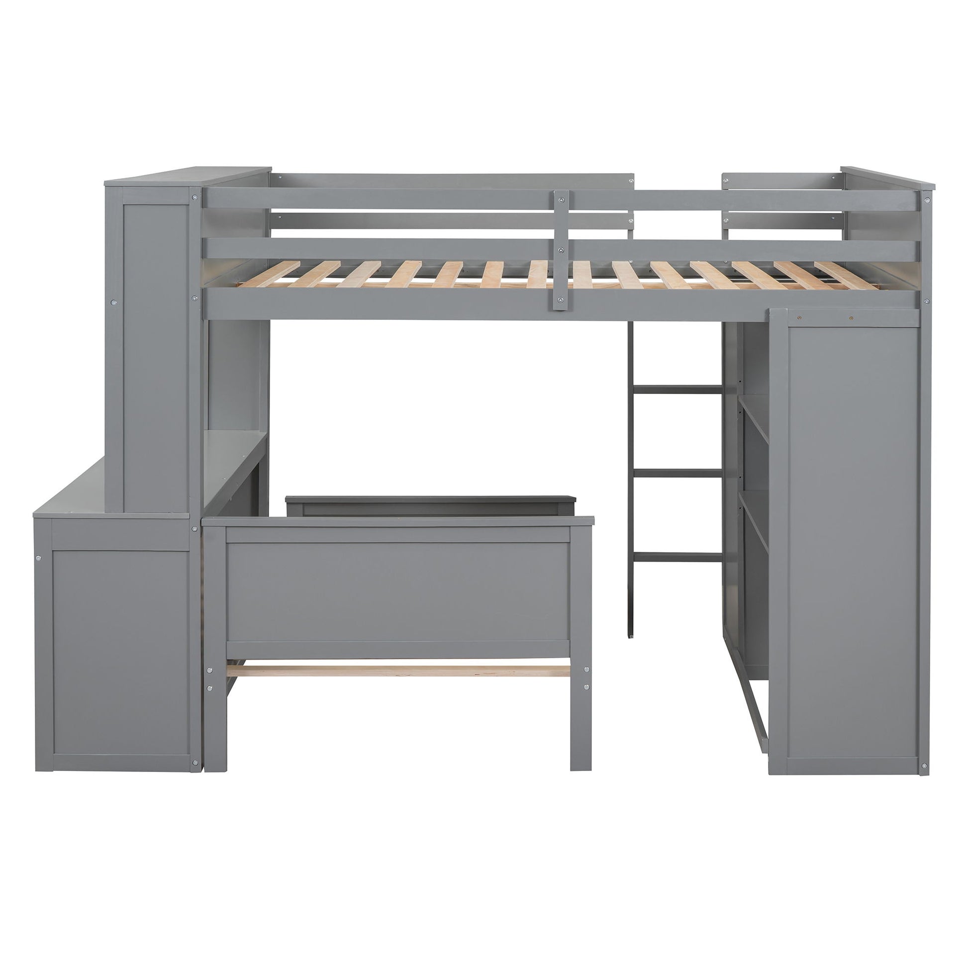 Loft Bed With A Twin Size Standalone Bed, Shelves, Desk, And Wardrobe - The Sleep Loft - Online Mattress Showroom NYC