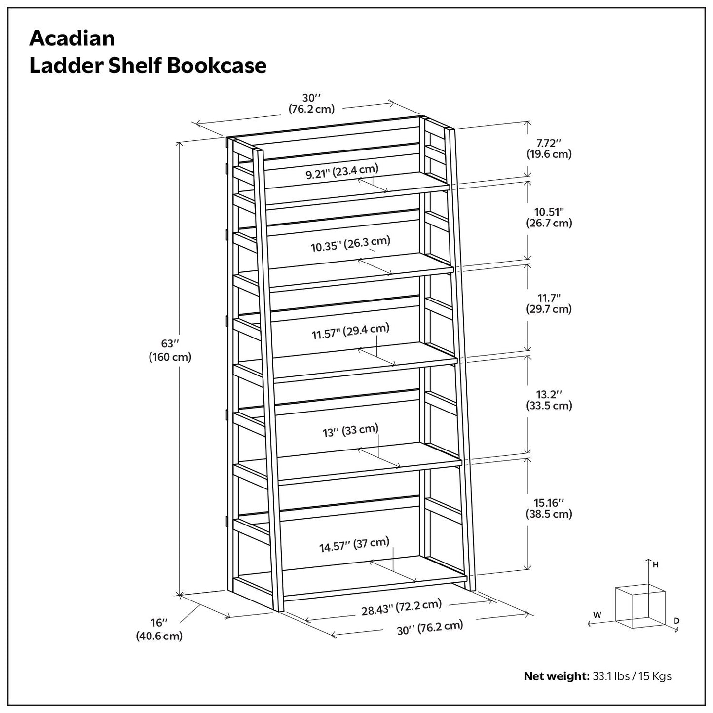 Acadian - Handcrafted Ladder Shelf Bookcase - The Sleep Loft - Online Mattress Showroom NYC