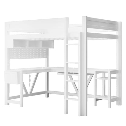 Gaming Loft Bed With Desk, Storage Shelves, LED And Charging Station - The Sleep Loft - Online Mattress Showroom NYC