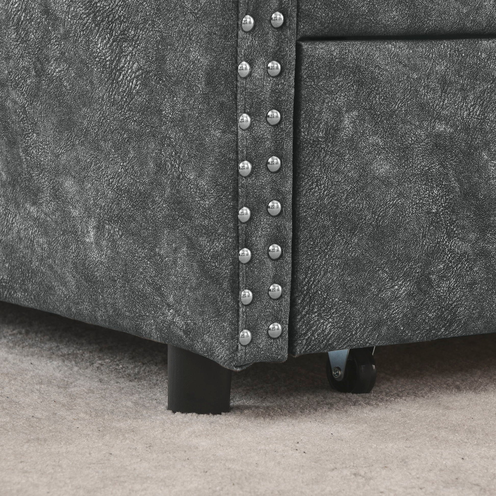Upholstered Tufted Daybed With 2 Drawers, Waved Arms - The Sleep Loft - Online Mattress Showroom NYC
