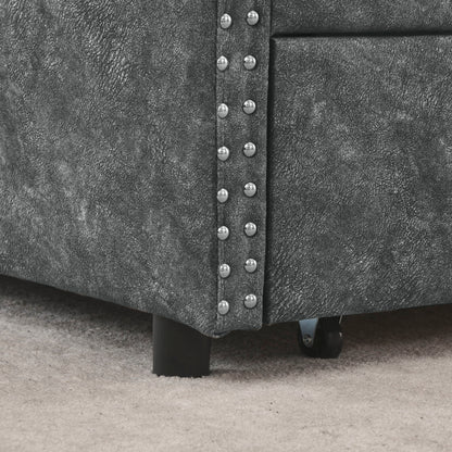 Upholstered Tufted Daybed With Drawers, Waved Arms - The Sleep Loft - Online Mattress Showroom NYC