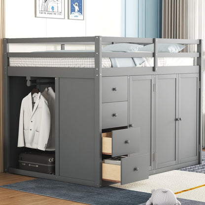 Loft Bed With Built In Wardrobes, Cabinets And Drawers - The Sleep Loft - Online Mattress Showroom NYC