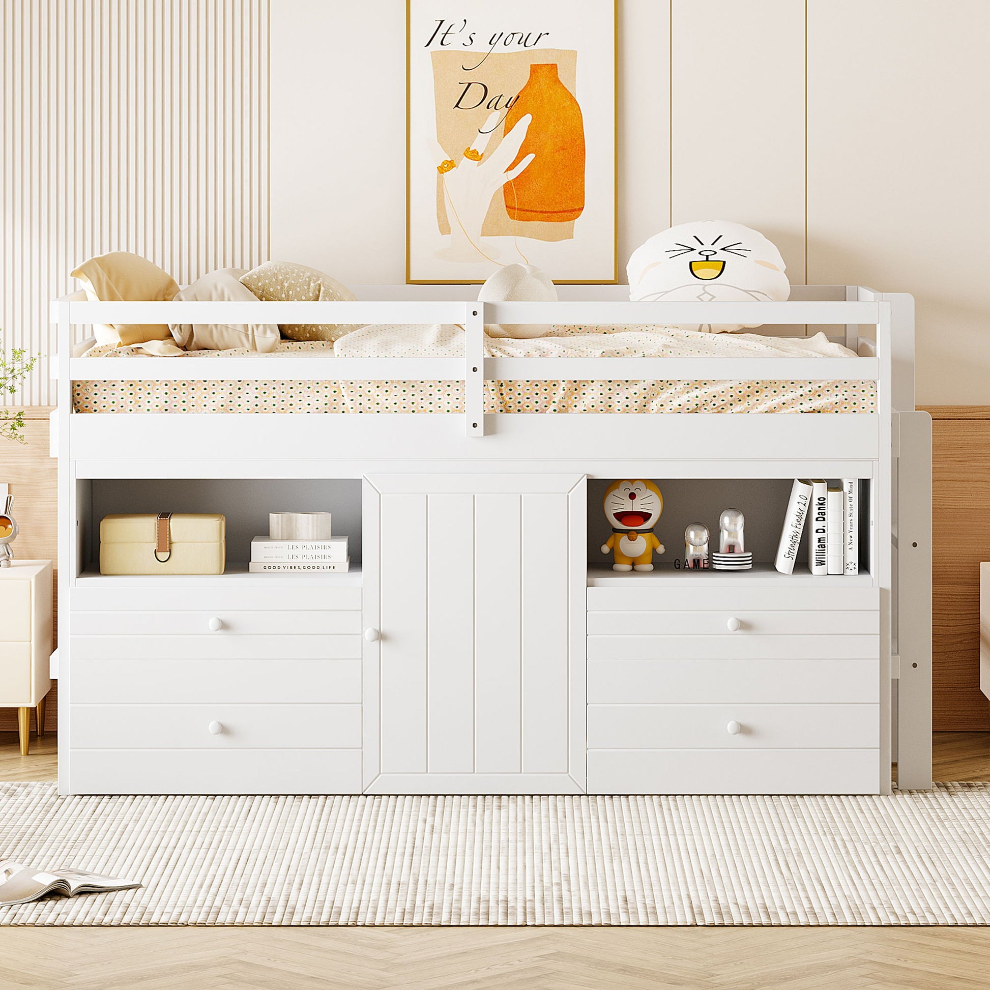 Loft Bed With 4 Drawers, Underneath Cabinet And Shelves - The Sleep Loft - Online Mattress Showroom NYC