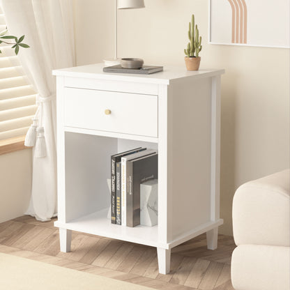 Nightstand & 1 Drawer And 1 Shelf - White - The Sleep Loft - Online Mattress Showroom NYC