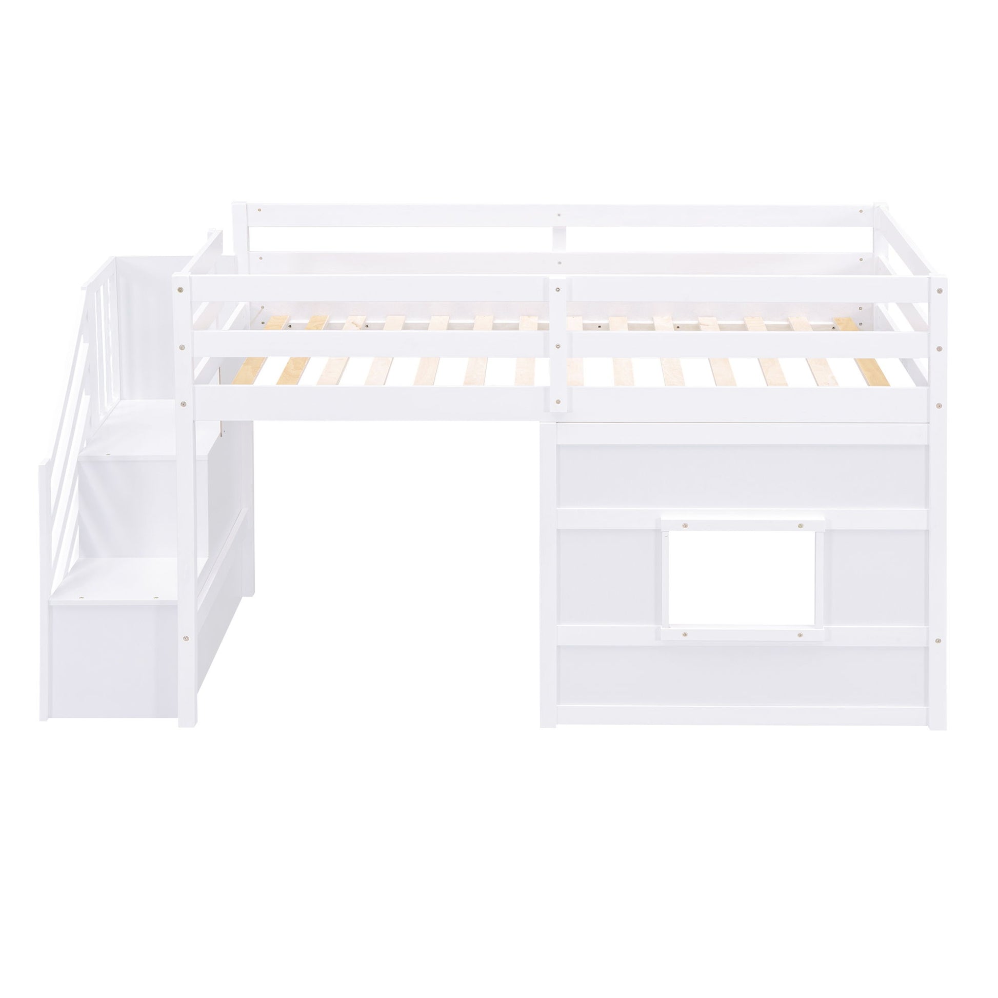 Loft Bed With Storage Staircase, Window & LED Light - The Sleep Loft - Online Mattress Showroom NYC