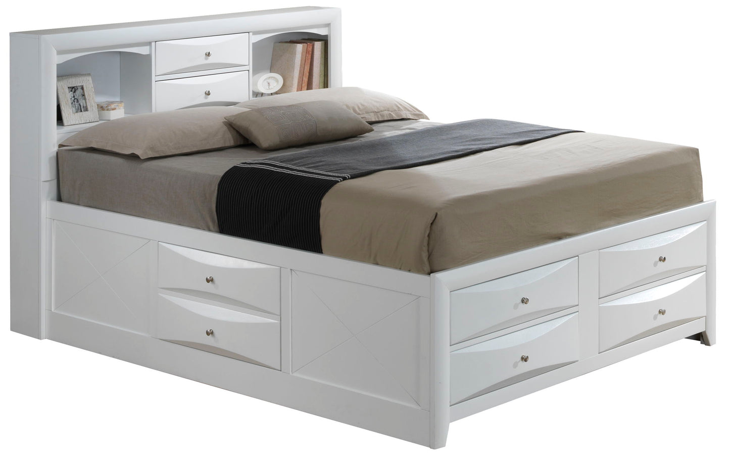 Modern Design Storage Bed With Bookcase Headboard