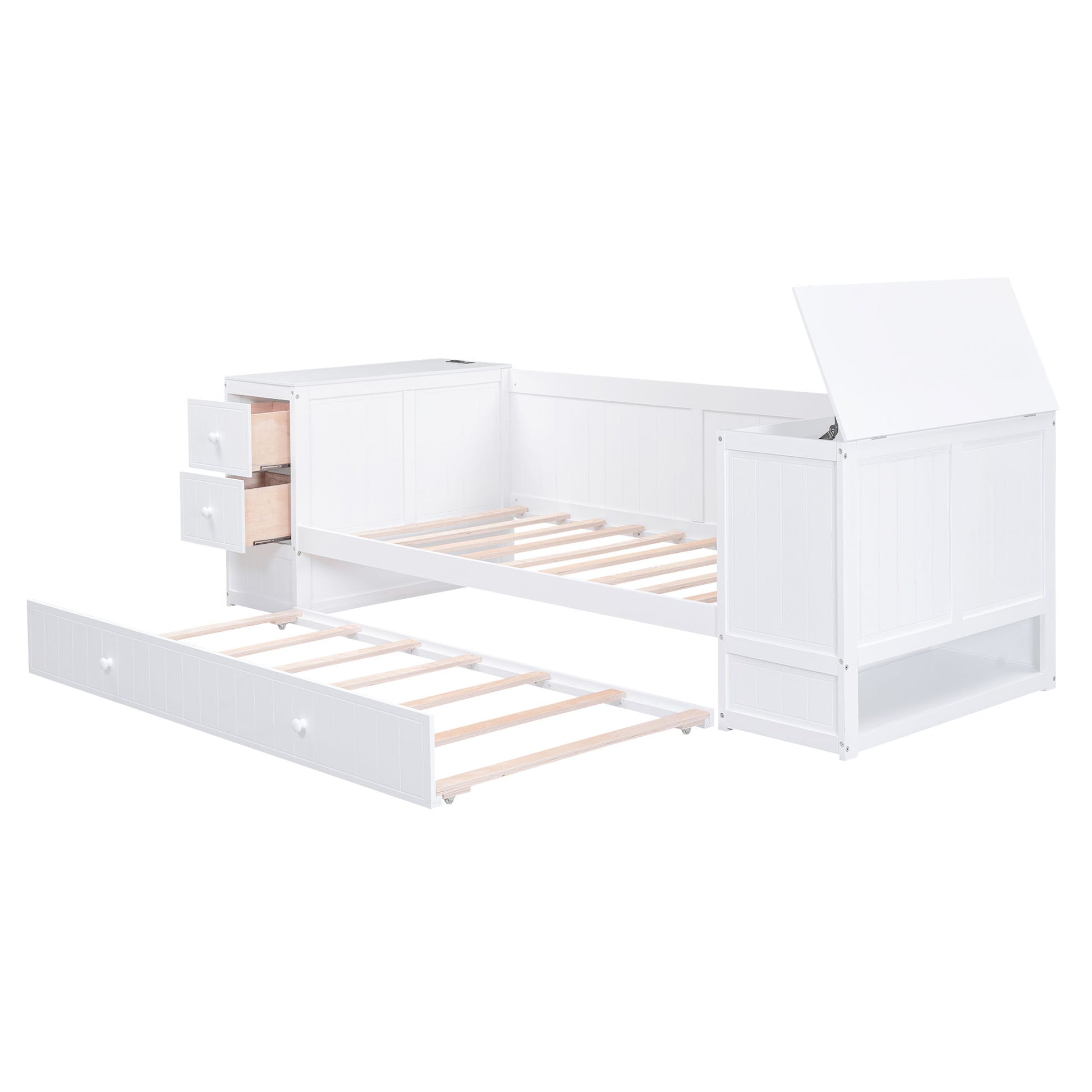 Daybed With Storage Arms, Trundle And Charging Station - The Sleep Loft - Online Mattress Showroom NYC