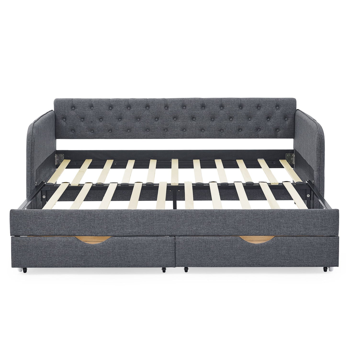 Daybed With Trundle And Storage Drawers, Flat Arms With Pocket - The Sleep Loft - Online Mattress Showroom NYC