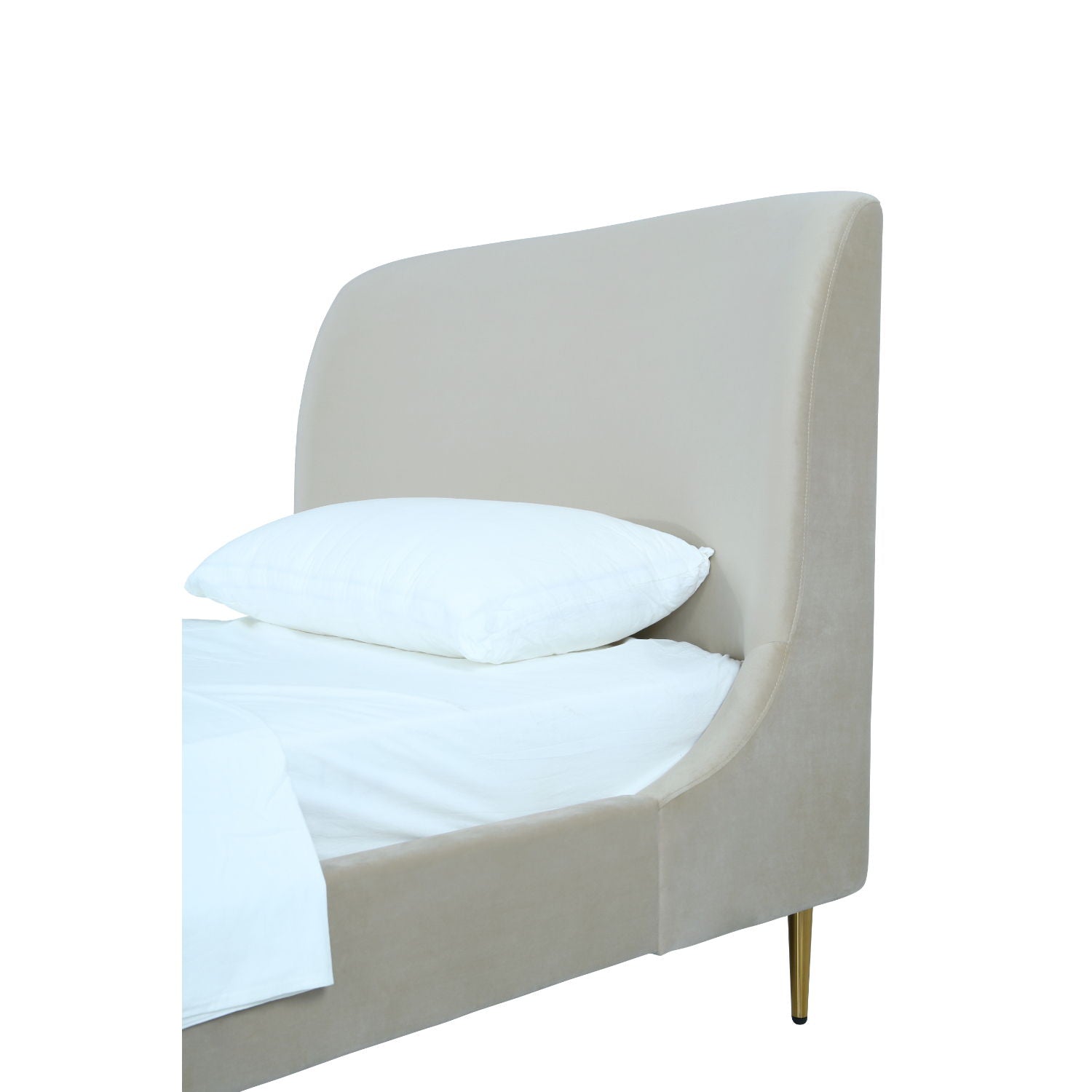 Mid-Century Modern Upholstered Bed With Curved Headboard - The Sleep Loft - Online Mattress Showroom NYC