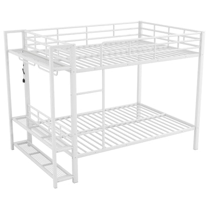 Bunk Bed With Storage Shelves, Clothes Hooks, LED Light - The Sleep Loft - Online Mattress Showroom NYC