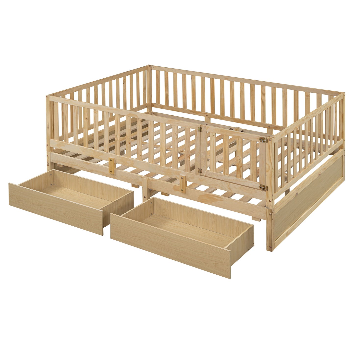 Daybed With Fence Guardrails And 2 Drawers, Split Into Independent Floor Bed & Daybed - The Sleep Loft - Online Mattress Showroom NYC