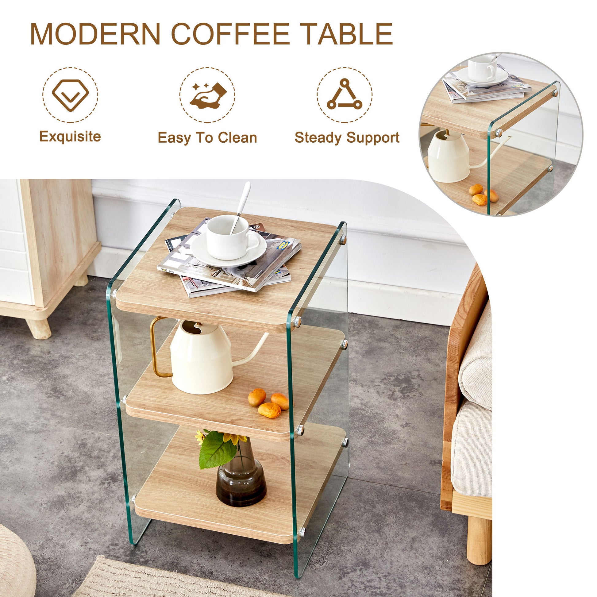 Modern 3 Layer Bedside Cabinet With Storage Function - The Sleep Loft - Online Mattress Showroom NYC