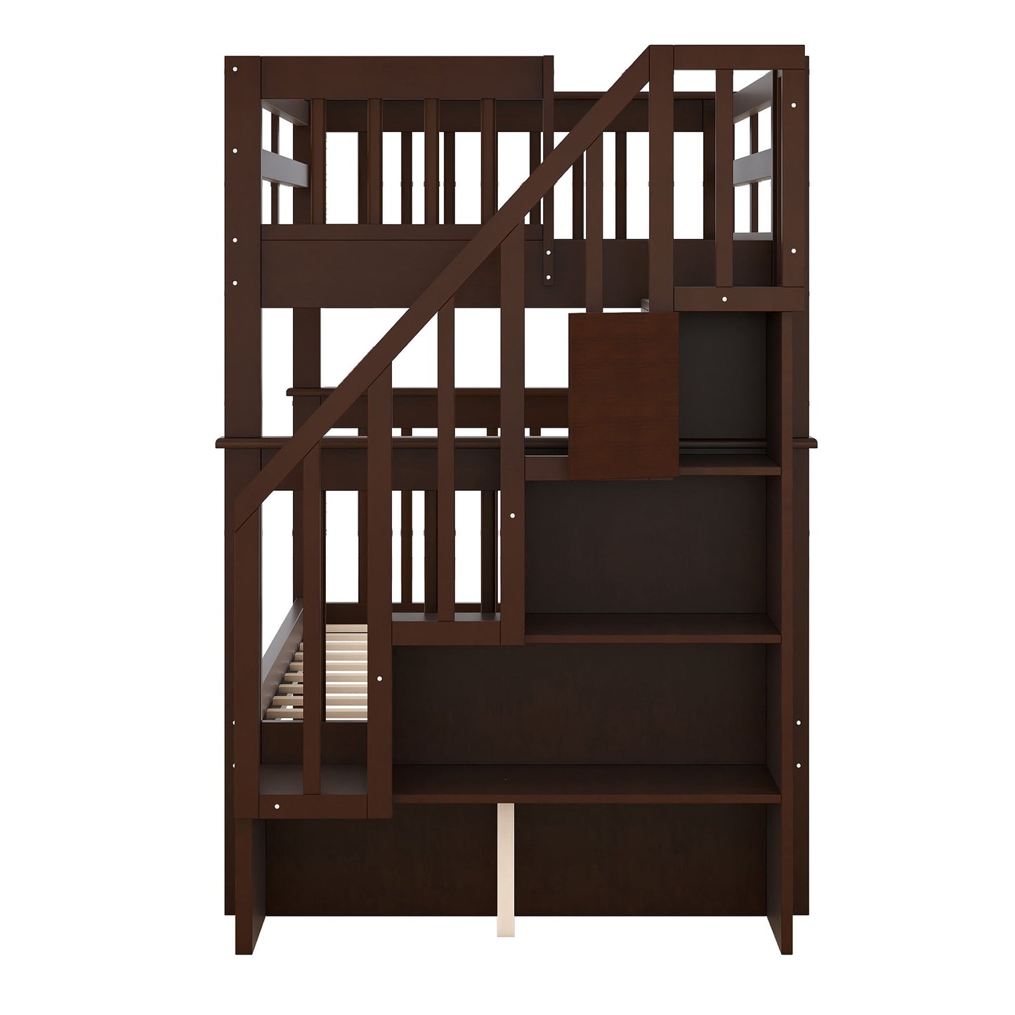 Stairway Bunk Bed With Storage And Guard Rail For Bedroom - The Sleep Loft - Online Mattress Showroom NYC
