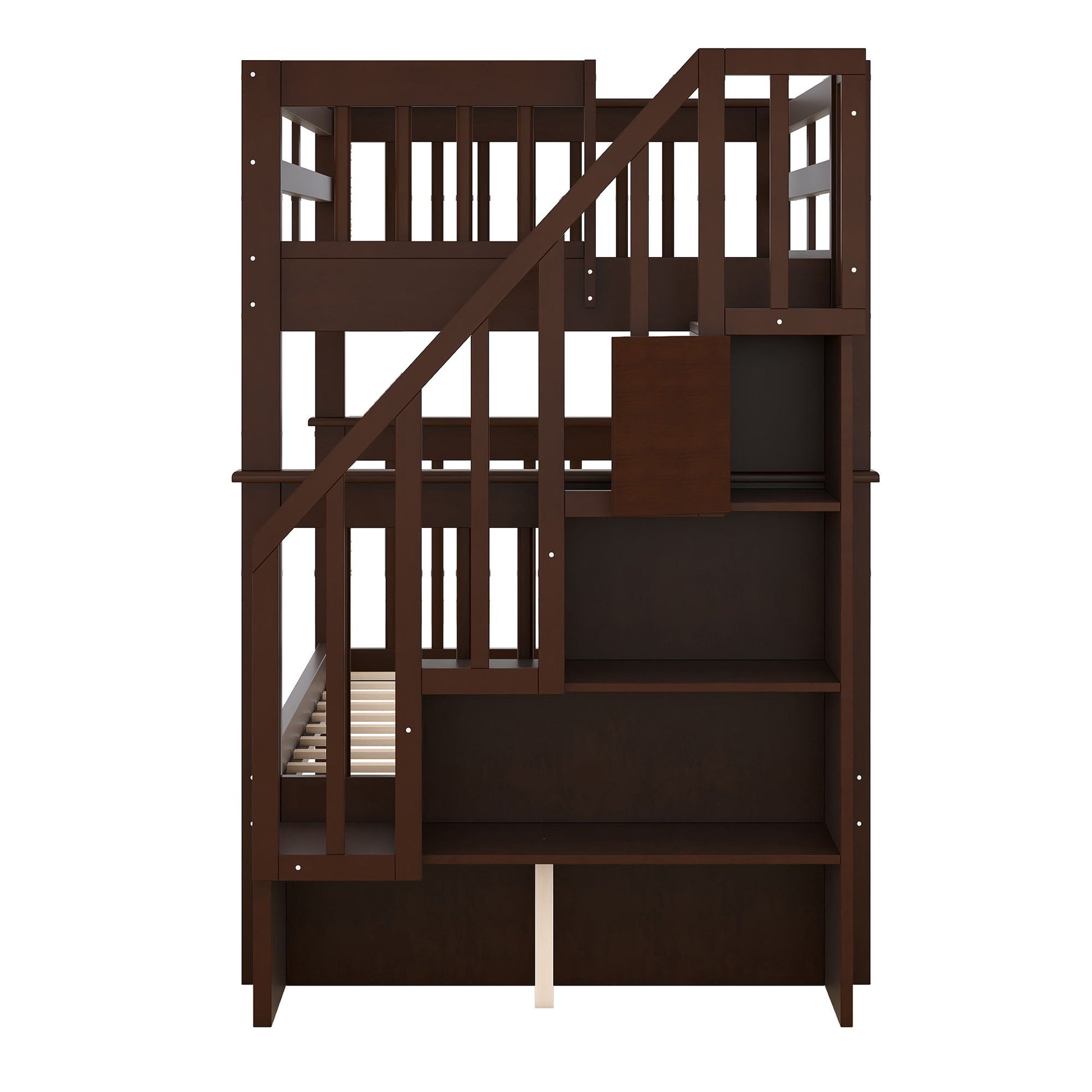 Stairway Bunk Bed With Storage And Guard Rail For Bedroom - The Sleep Loft - Online Mattress Showroom NYC