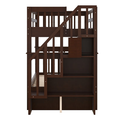 Stairway Bunk Bed With Storage And Guard Rail For Bedroom - The Sleep Loft - Online Mattress Showroom NYC
