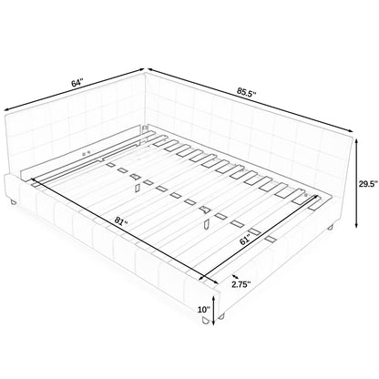Mid-Century Storage Upholstered Tufted Bed Frame With Backrest And Armrests - The Sleep Loft - Online Mattress Showroom NYC