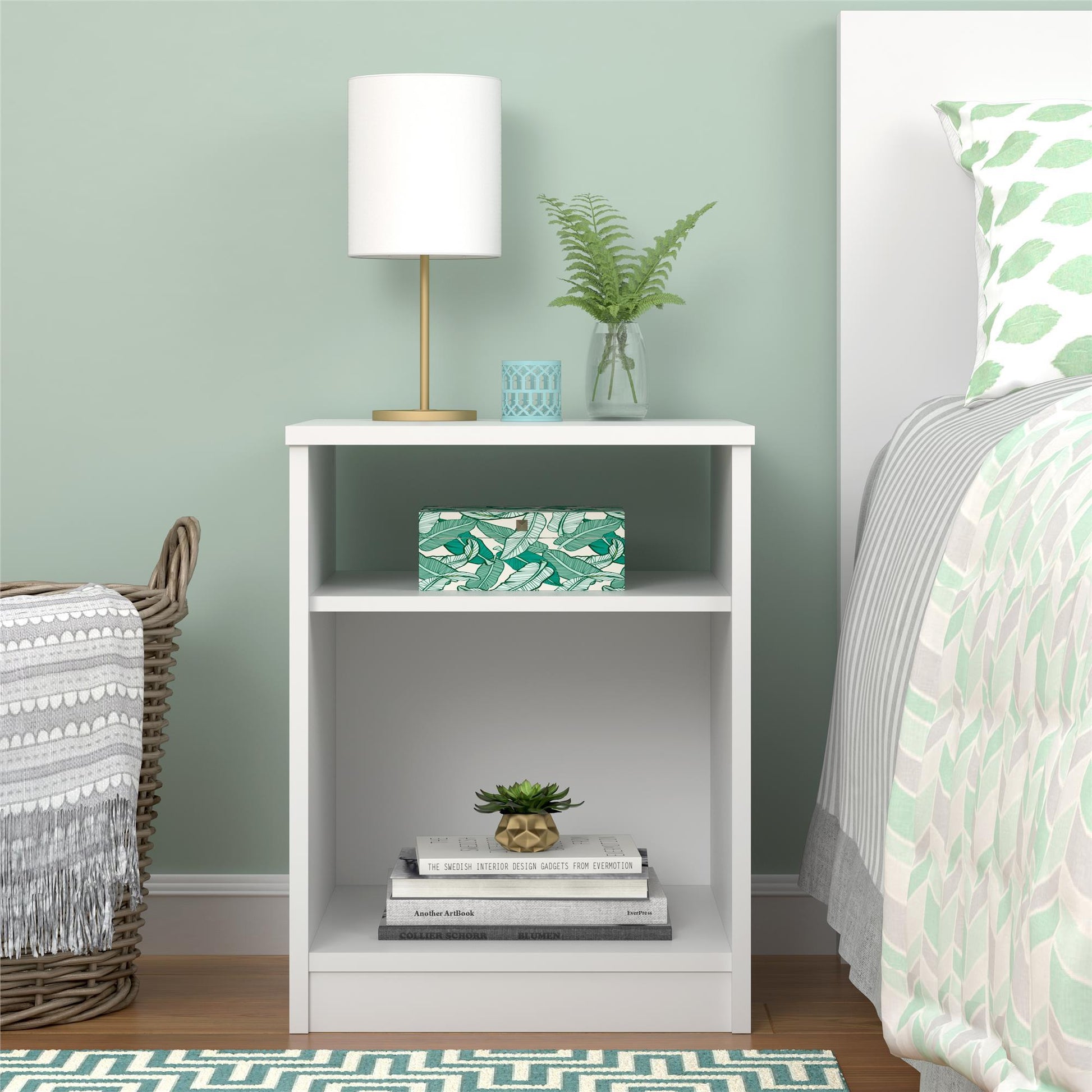 Open Shelf Nightstand - White - The Sleep Loft - Online Mattress Showroom NYC