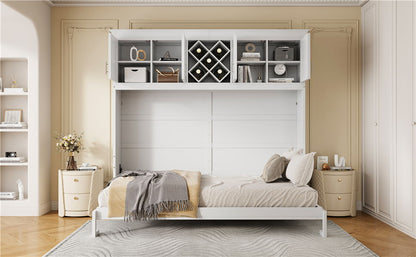 Murphy Wall Bed With Top Cabinets & Wine Rack - The Sleep Loft - Online Mattress Showroom NYC