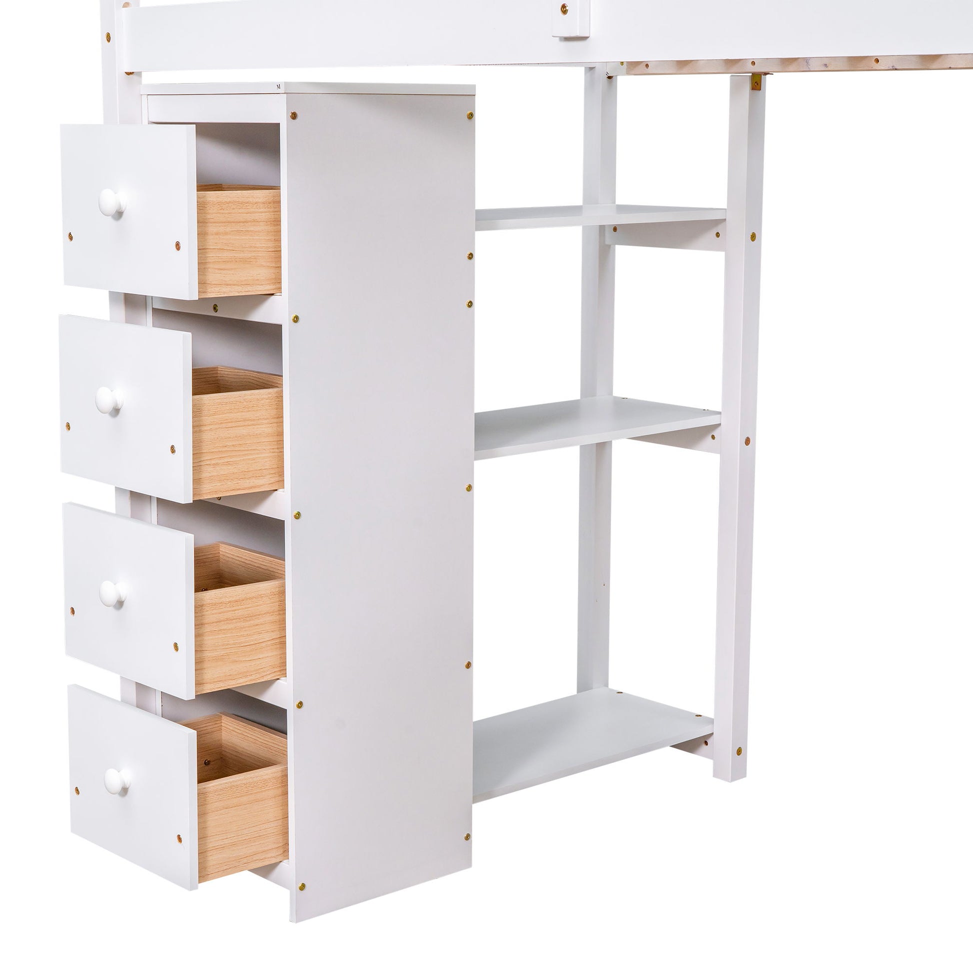 Loft Bed With Storage Drawers, Desk And Stairs With Shelves - The Sleep Loft - Online Mattress Showroom NYC