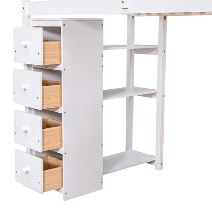 Loft Bed With Storage Drawers, Desk And Stairs With Shelves - The Sleep Loft - Online Mattress Showroom NYC