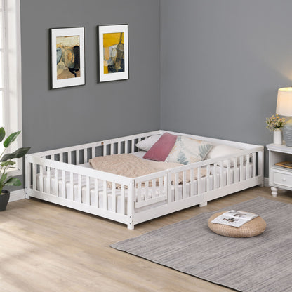 Solid Wood Floor Bed With Door And Fence For Children - The Sleep Loft - Online Mattress Showroom NYC