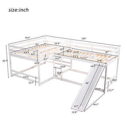 L-Shaped Bunk Bed With Slide And Short Ladder - The Sleep Loft - Online Mattress Showroom NYC