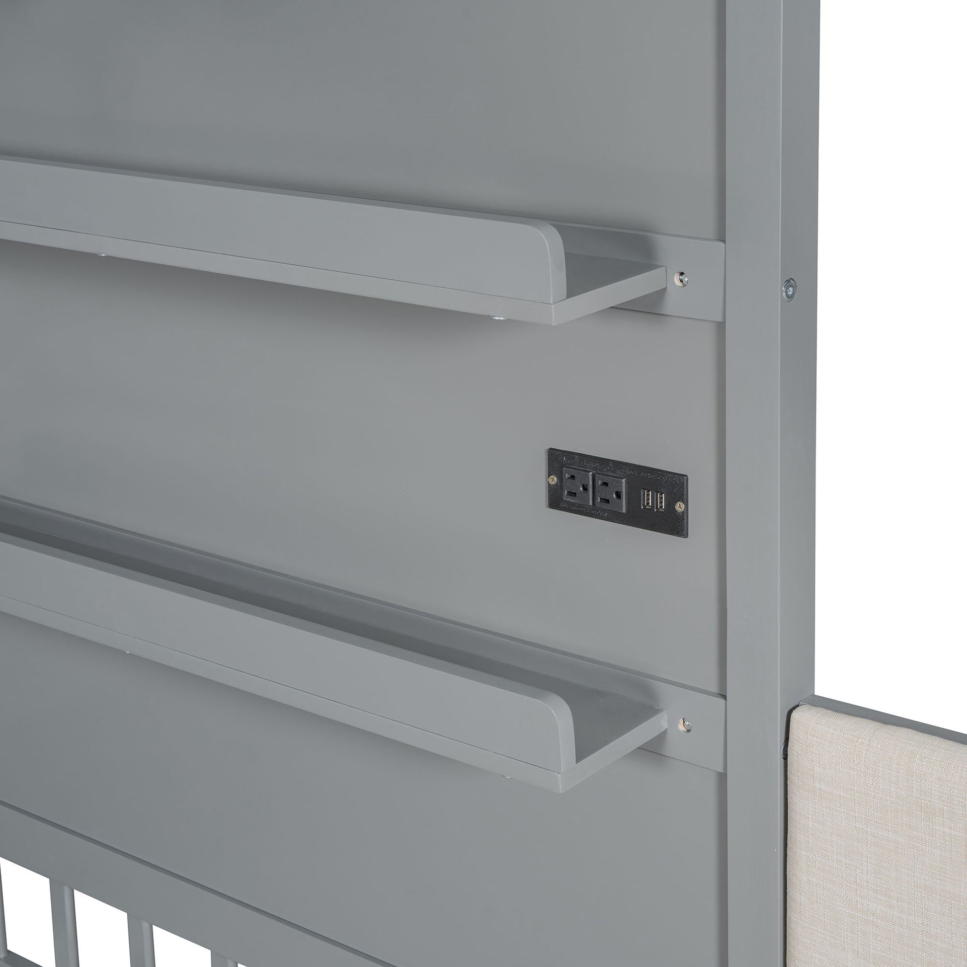 House Bed With Upholstered Sofa, Wireless Charging Station, Shelves And 2 Drawers - The Sleep Loft - Online Mattress Showroom NYC