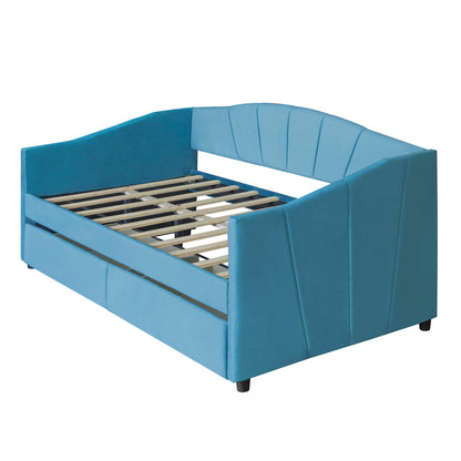 Upholstered Daybed With Two Drawers And Wood Slat - The Sleep Loft - Online Mattress Showroom NYC