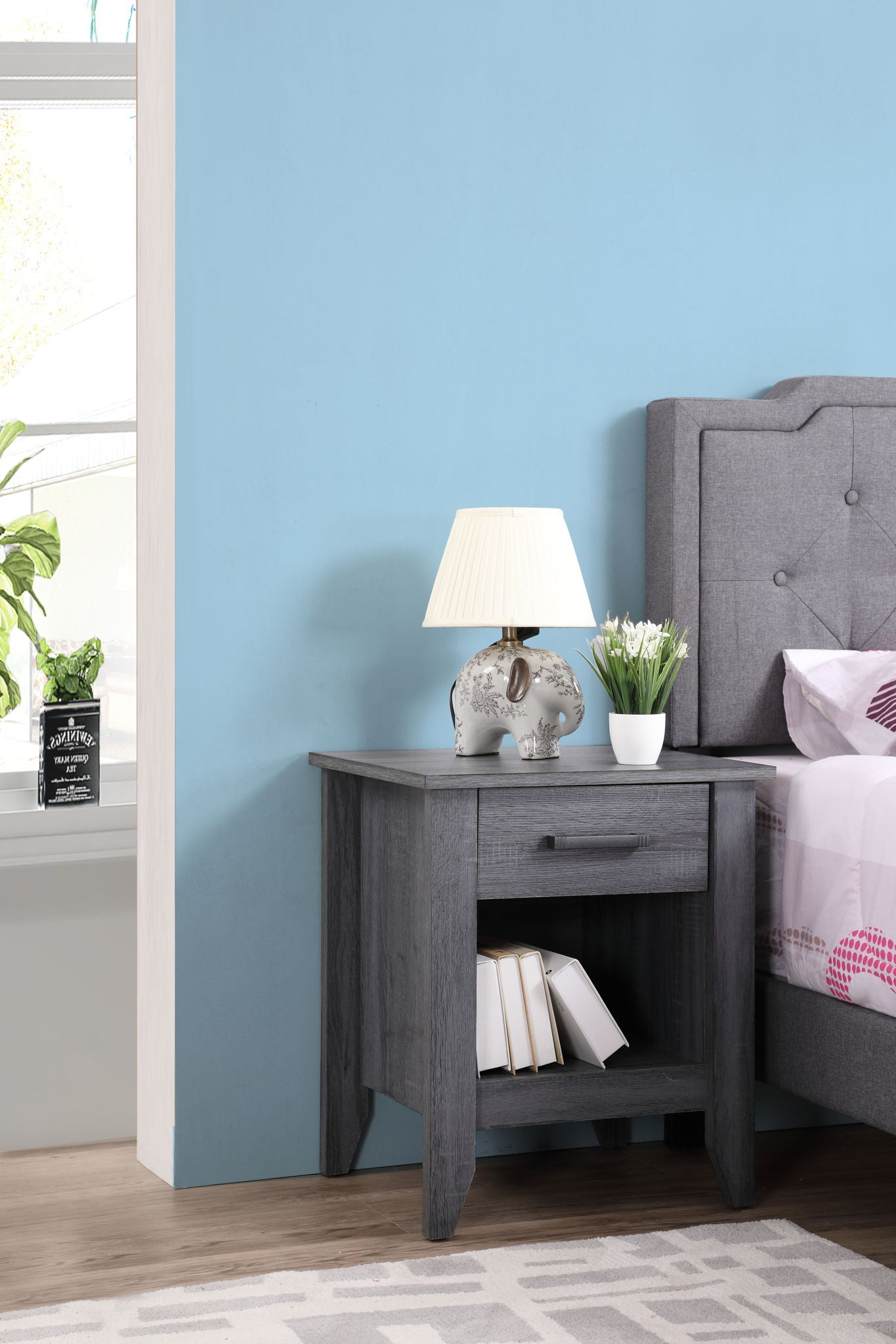 Roller Drawer Glides Nightstand - The Sleep Loft - Online Mattress Showroom NYC