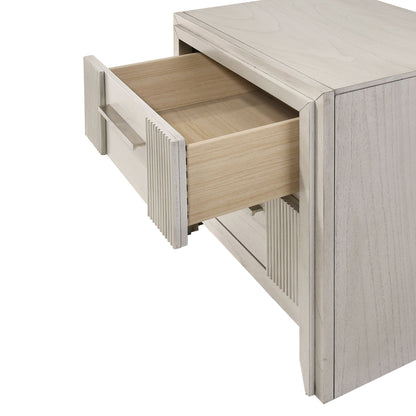 2 Drawer Nightstand With Bar Handle - Antique White - The Sleep Loft - Online Mattress Showroom NYC