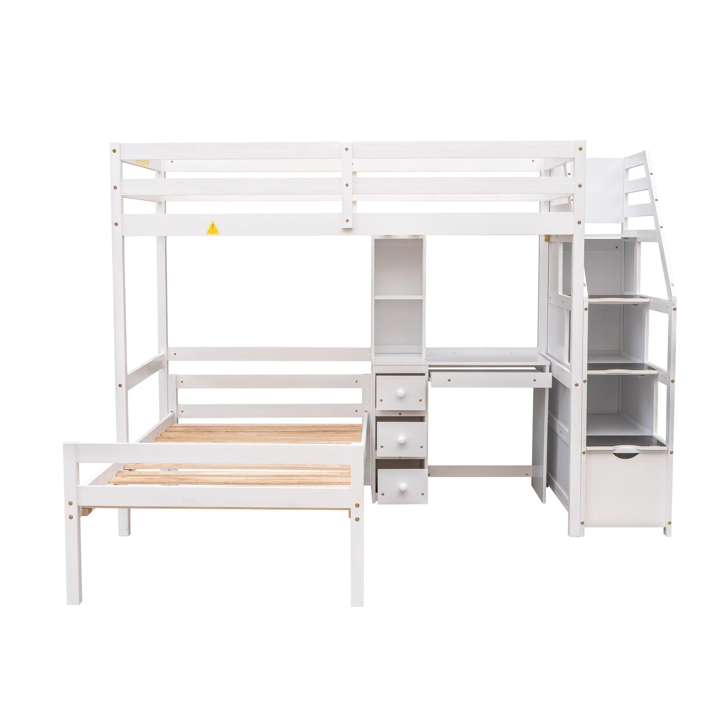 Loft Bed With Stand Alone Bed, Storage Staircase, Desk, Shelves, And Drawers - The Sleep Loft - Online Mattress Showroom NYC