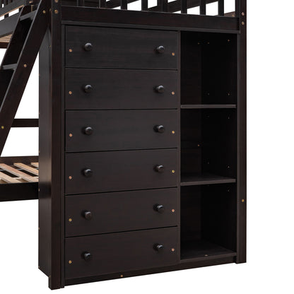 Bunk Bed With 6 Drawers And Flexible Shelves, Bottom Bed With Wheels - The Sleep Loft - Online Mattress Showroom NYC