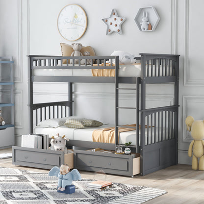 Twin Over Twin Bunk Bed With Drawers, Convertible Beds - The Sleep Loft - Online Mattress Showroom NYC