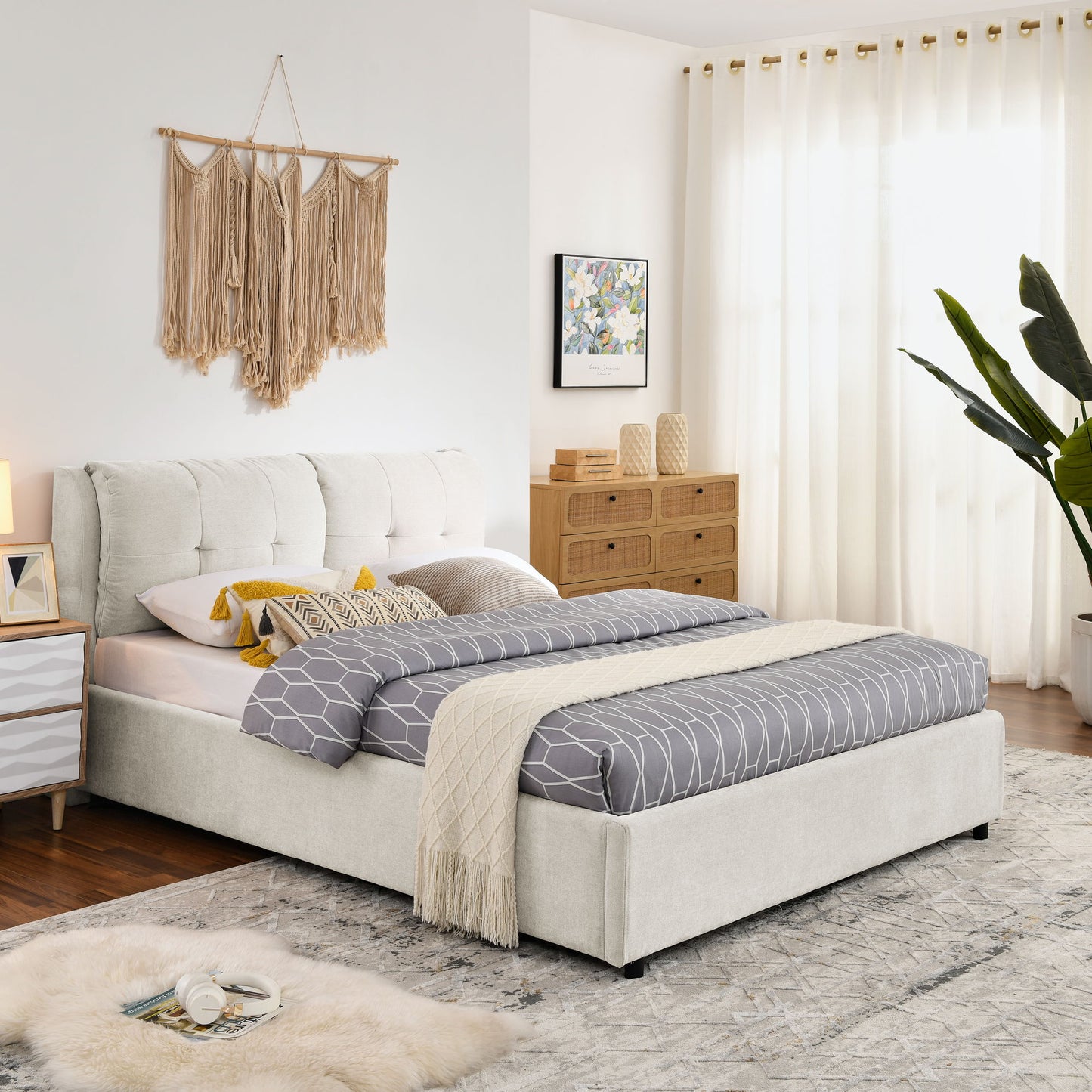 Storage Upholstered Hydraulic Platform Bed With Integrated Headboard - The Sleep Loft - Online Mattress Showroom NYC