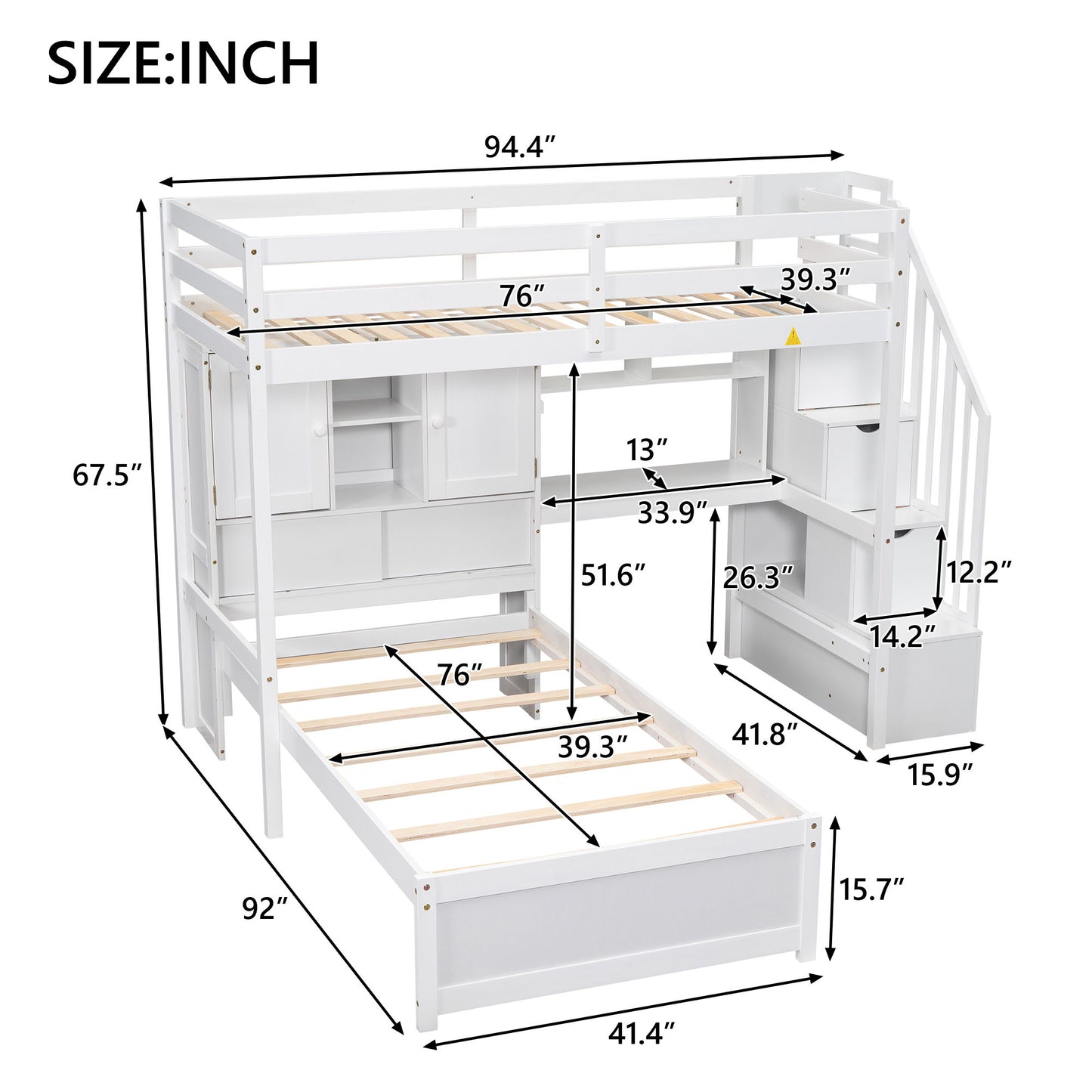 Loft Bed With Built In Desk And Staircase - The Sleep Loft - Online Mattress Showroom NYC