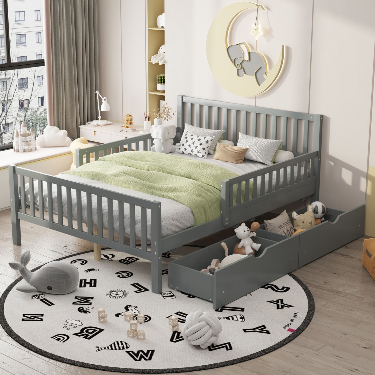 Platform Bed With Guardrails On Both Sides And 2 Storage Drawers - The Sleep Loft - Online Mattress Showroom NYC