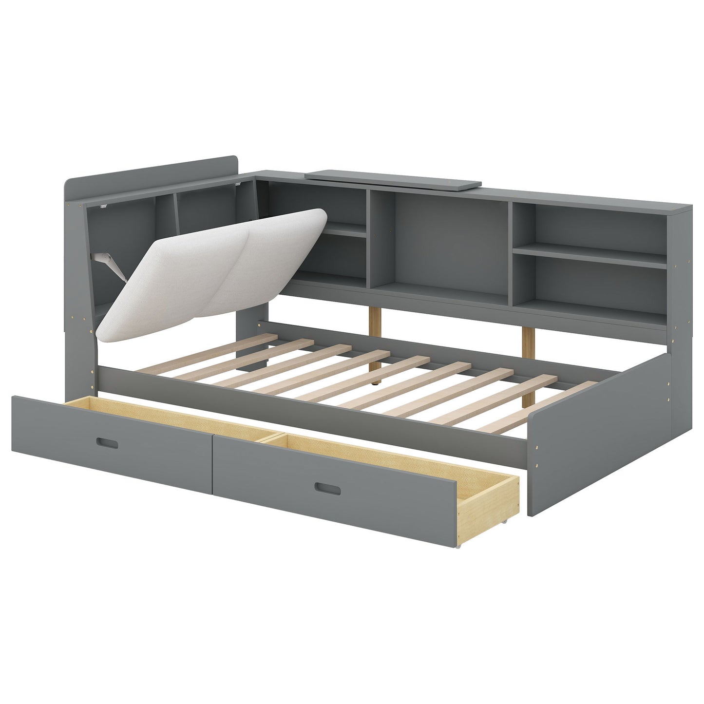 Platform Bed With Storage Headboard, Shelves And 2 Drawers - The Sleep Loft - Online Mattress Showroom NYC