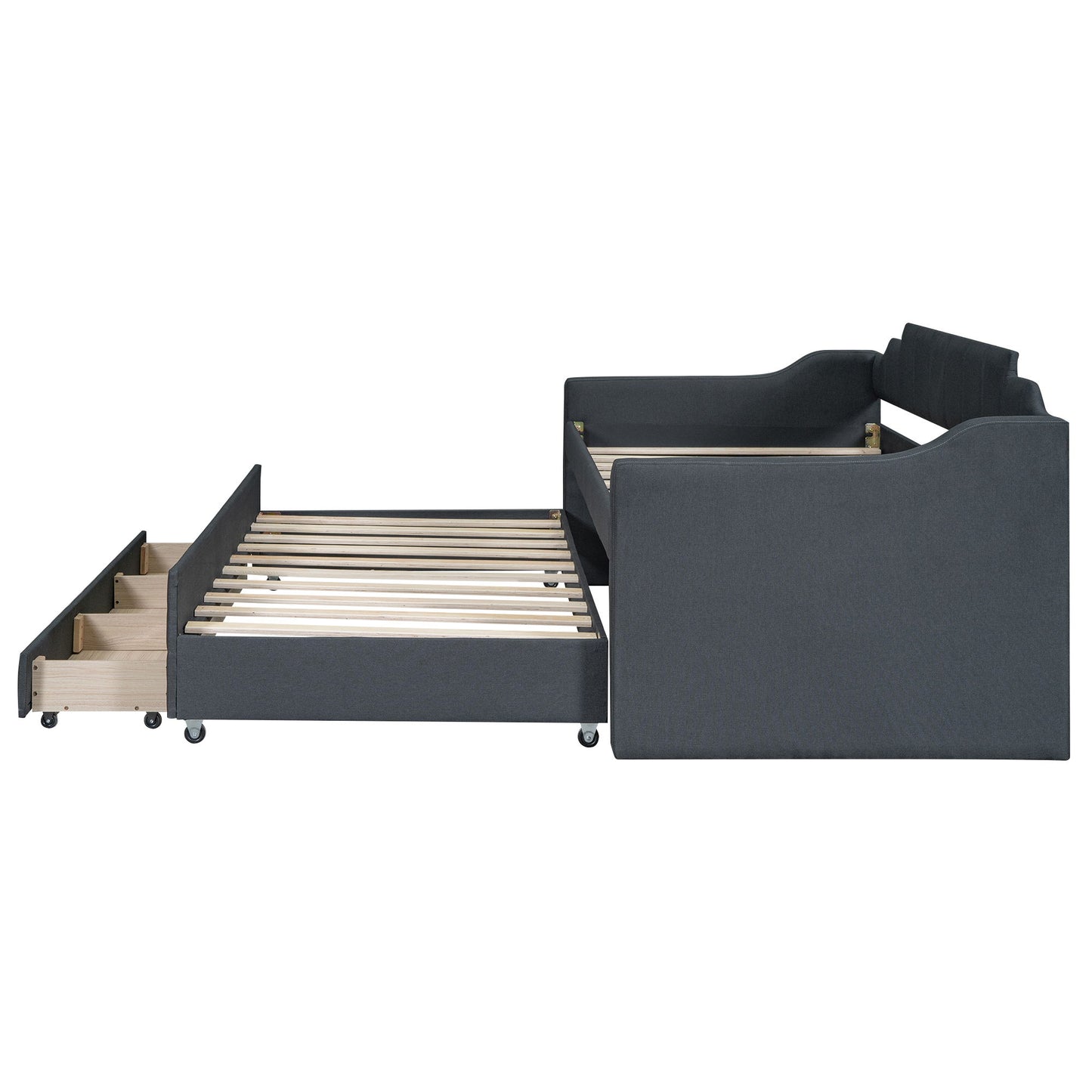 Upholstered Simple Design Daybed With Trundle And 3 Drawers - The Sleep Loft - Online Mattress Showroom NYC