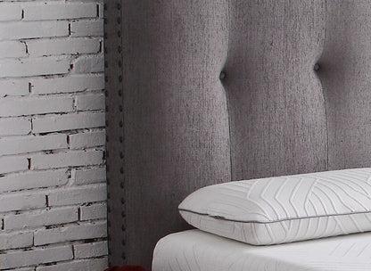 Bridgevine Home - Queen Size Tufted Upholstered Headboard With Nailhead Trim - Gray - The Sleep Loft - Online Mattress Showroom NYC