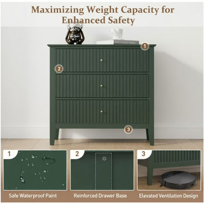 Fluted 3 Drawer Nightstand With Soft Close Slides
