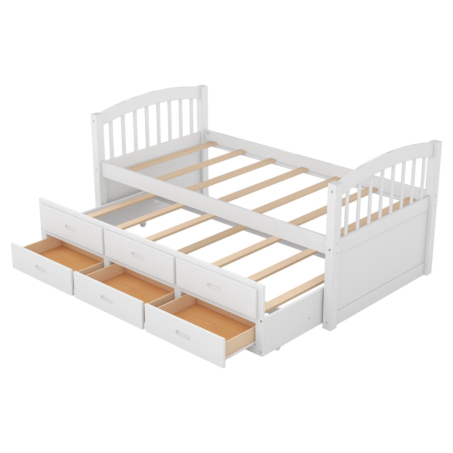 Bunk Bed With Trundle And Drawers, Arched Headboard And Footboard - The Sleep Loft - Online Mattress Showroom NYC