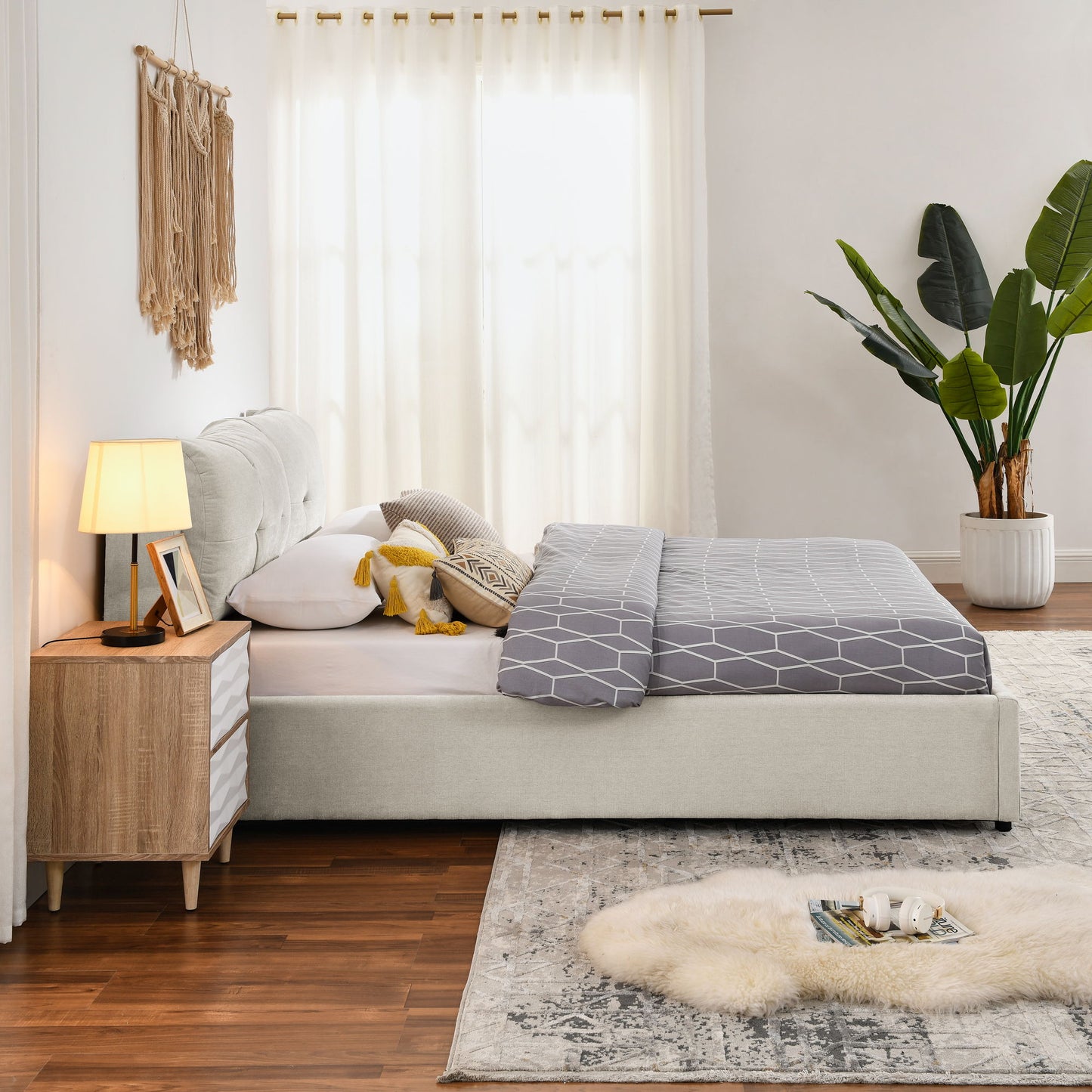 Storage Upholstered Hydraulic Platform Bed With Integrated Headboard - The Sleep Loft - Online Mattress Showroom NYC