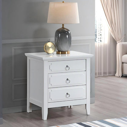 Hammond - 3 Drawer Nightstand - White - The Sleep Loft - Online Mattress Showroom NYC