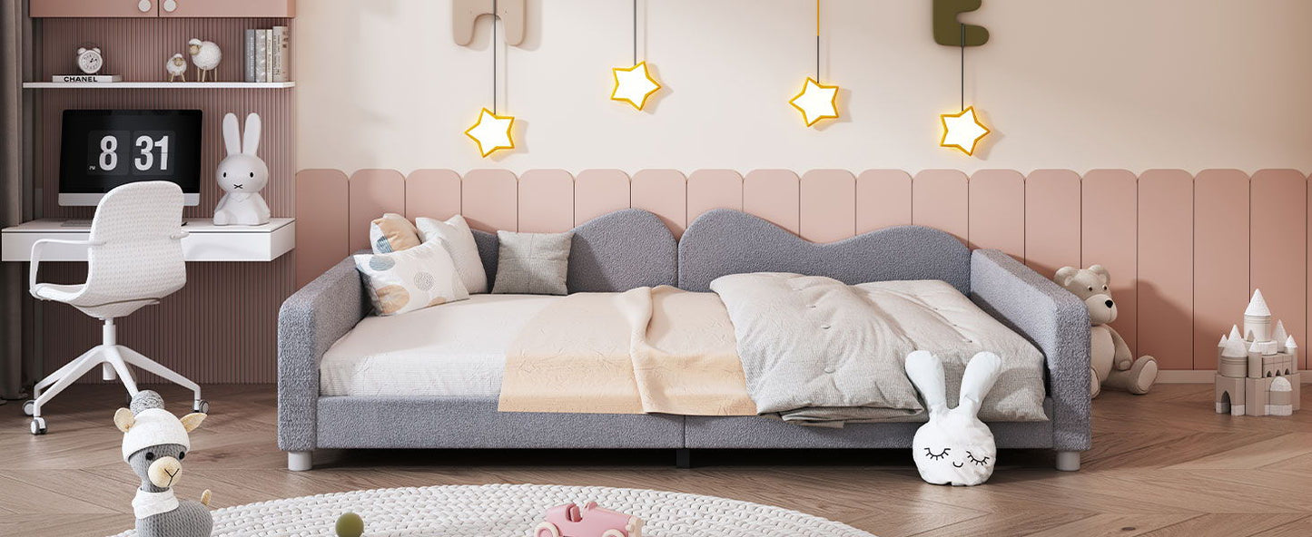 Upholstered Daybed, Sherpa Fabric Sofabed With Cloud-Shaped Backrest - The Sleep Loft - Online Mattress Showroom NYC
