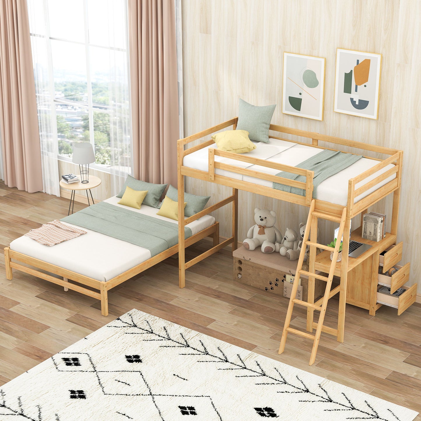 Bunk Bed With Built In Desk And 3 Drawers - The Sleep Loft - Online Mattress Showroom NYC