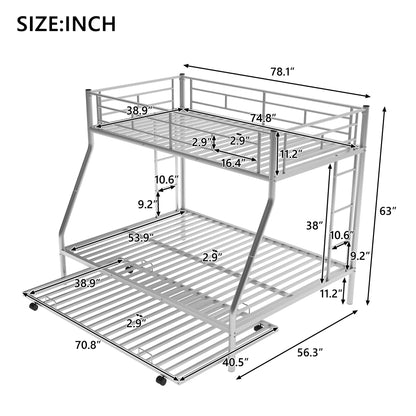 Bunk Bed With Steel Frame And Trundle, 2 Side Ladders - The Sleep Loft - Online Mattress Showroom NYC