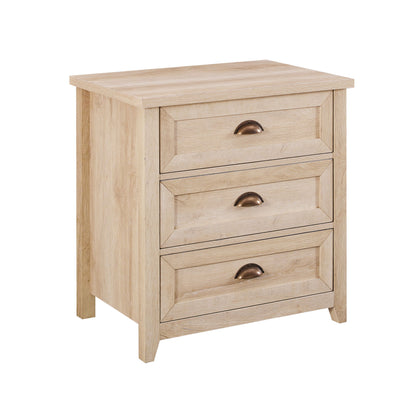Transitional Farmhouse Framed 3 Drawer Nighstand With Cup Handles - The Sleep Loft - Online Mattress Showroom NYC